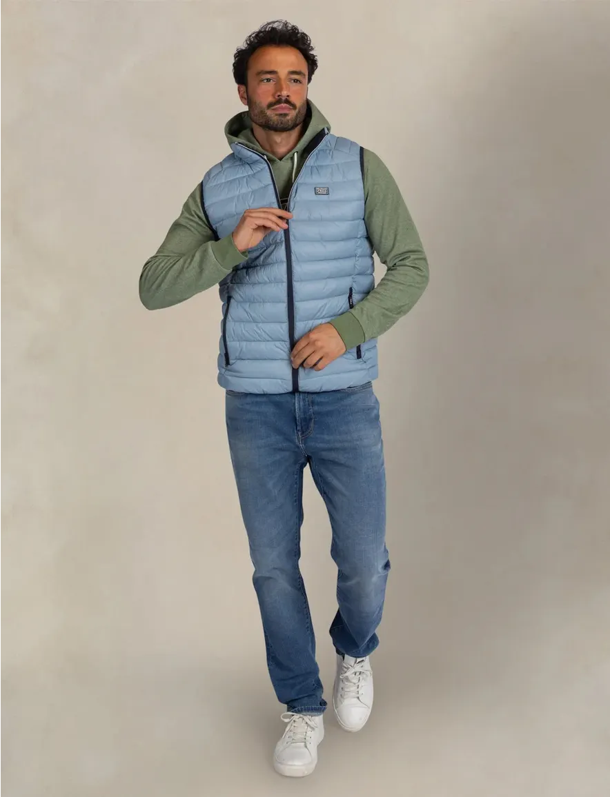 Lichtblauwe bodywarmer puffer New Zealand