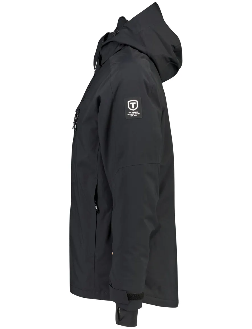 Tenson parka jas zwart waterdicht met borstzak
