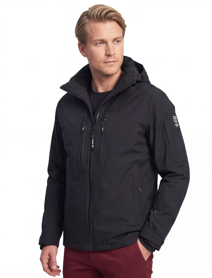 Tenson parka jas zwart waterdicht met borstzak