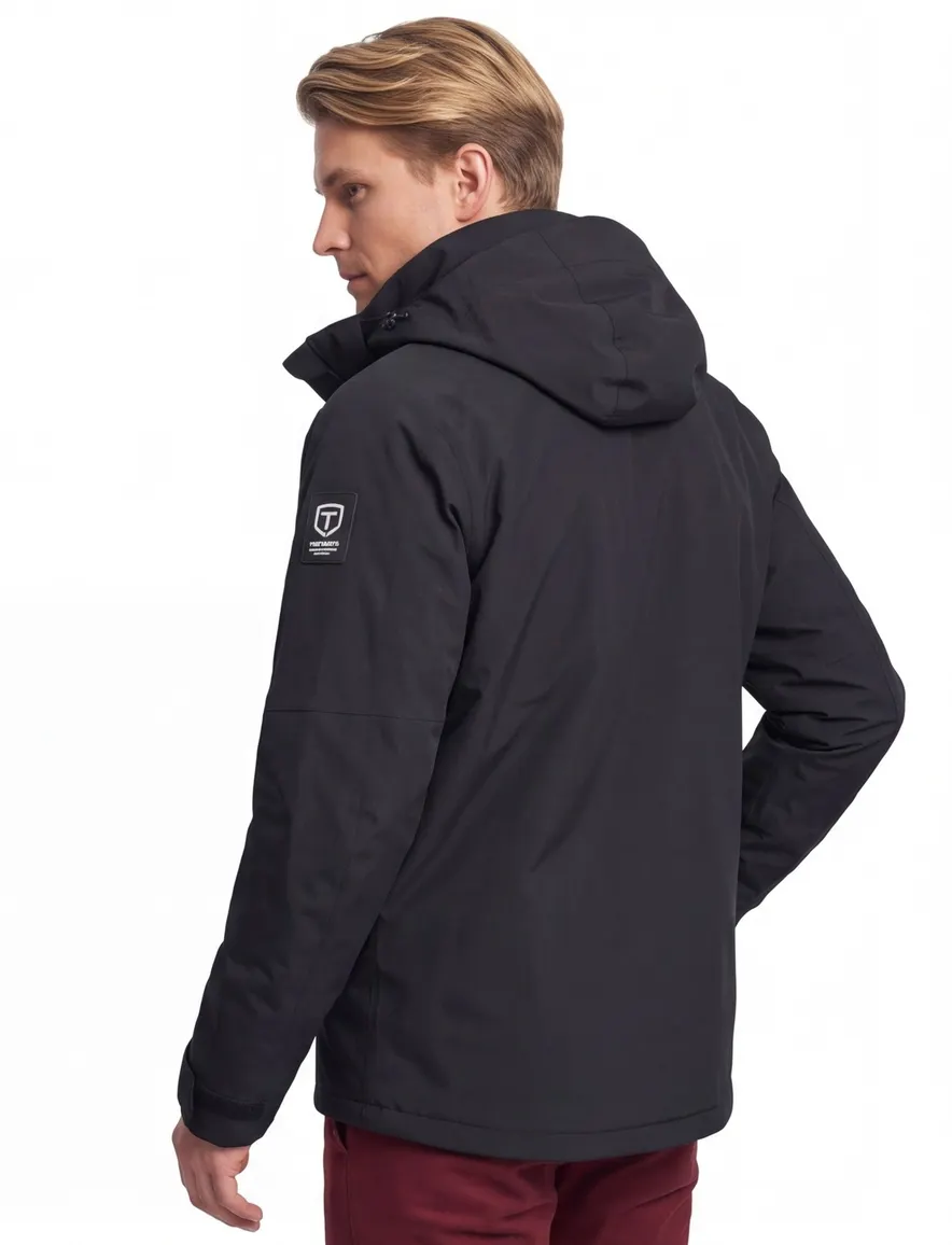 Tenson parka jas zwart waterdicht met borstzak