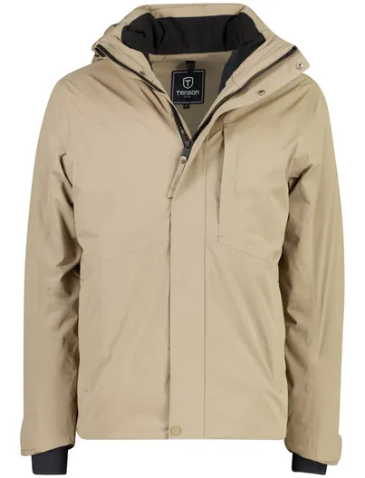 Tenson Tenson gewatteerde regenjas beige met magnetische knoopsluiting