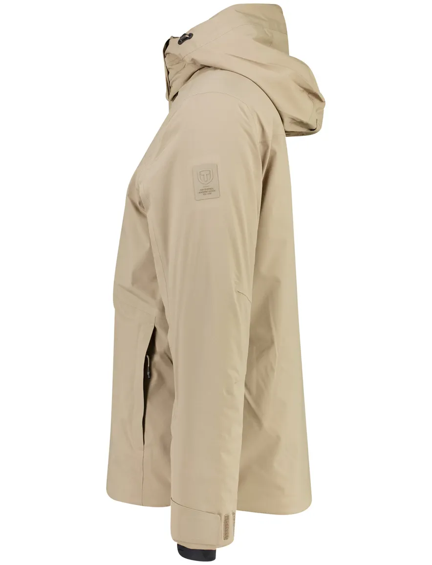 Tenson gewatteerde regenjas beige met magnetische knoopsluiting