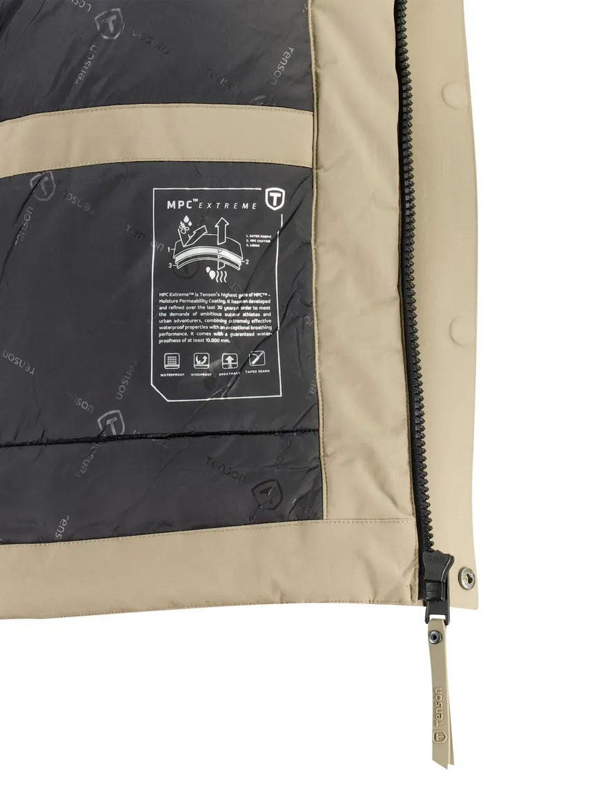 Tenson gewatteerde regenjas beige met magnetische knoopsluiting