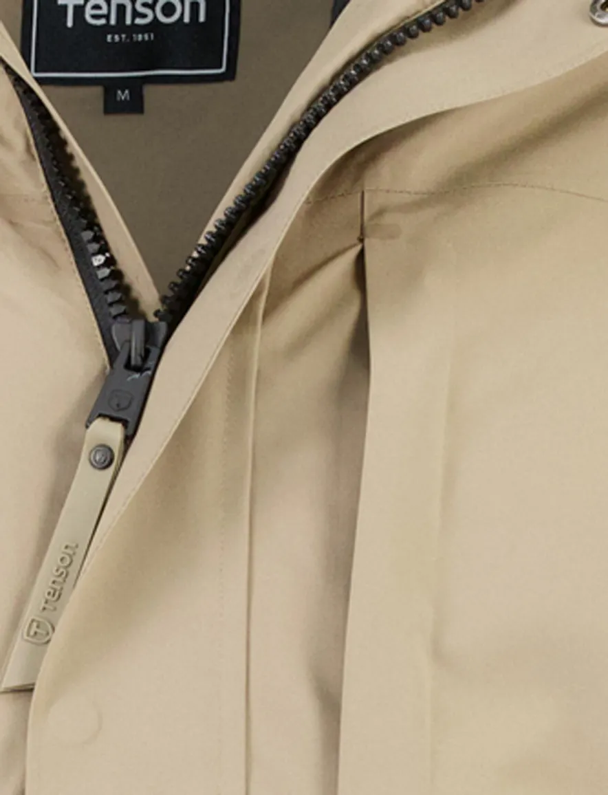Tenson gewatteerde regenjas beige met magnetische knoopsluiting