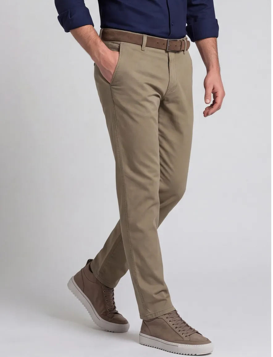 Eurex THILO chino donkergroen stretch