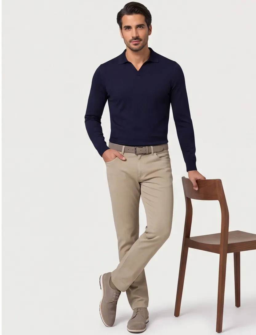 Broek Brax Chuck bruin gestreept slim fit