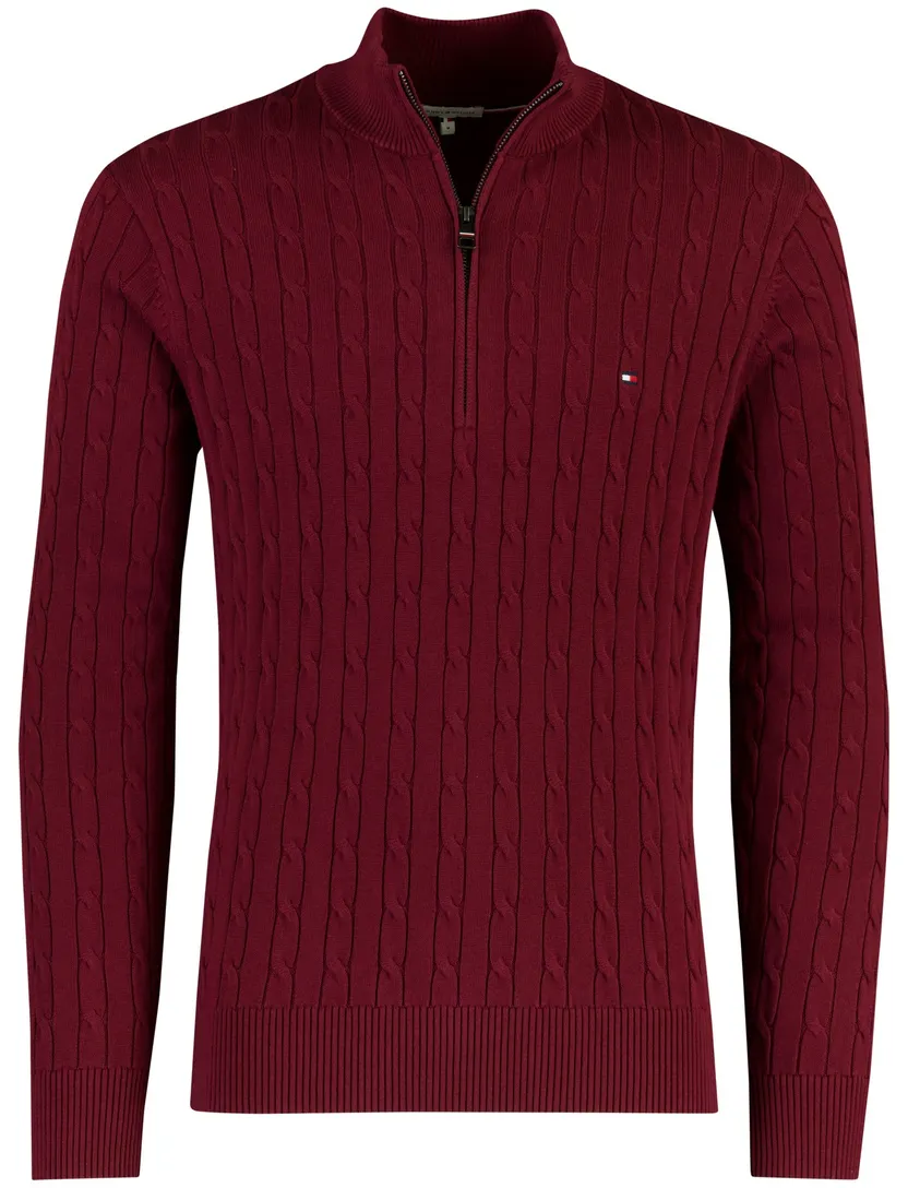 Trui Tommy Hilfiger half zip bordeaux