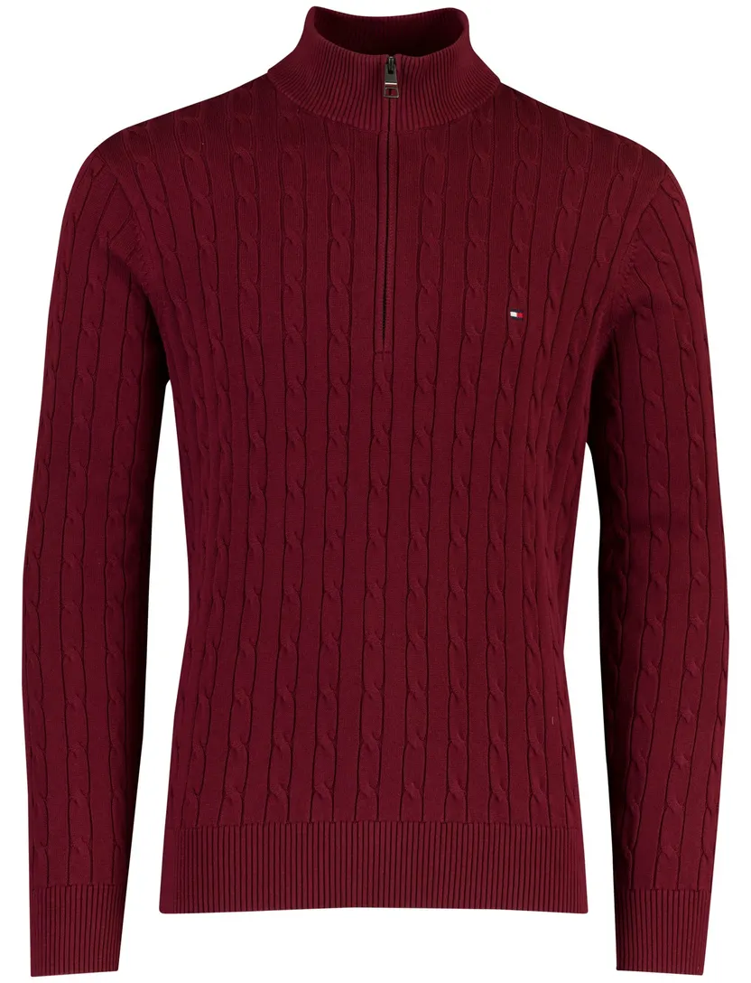 Trui Tommy Hilfiger half zip bordeaux