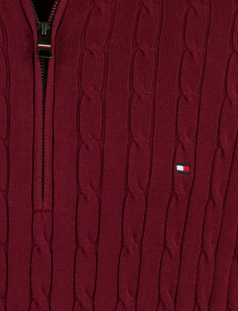 Trui Tommy Hilfiger half zip bordeaux