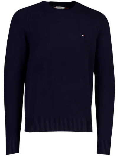 Tommy Hilfiger Tommy Hilfiger trui donkerblauw lamswol ronde hals