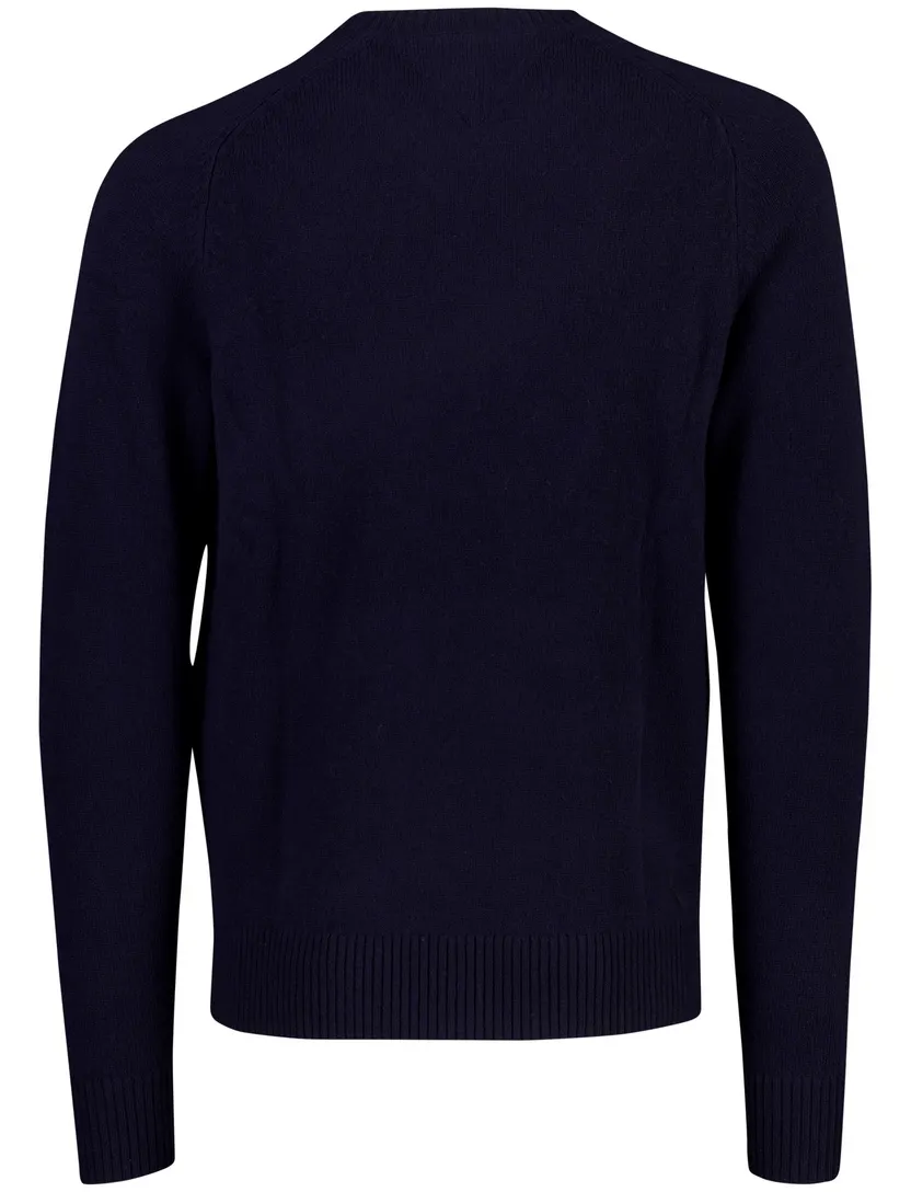 Gebreide trui Tommy Hilfiger donkerblauw lamswol