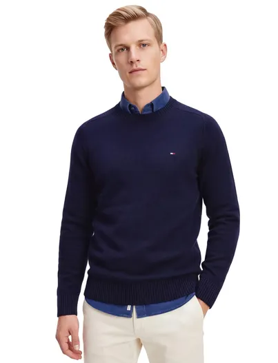 Tommy Hilfiger Tommy Hilfiger trui donkerblauw lamswol ronde hals