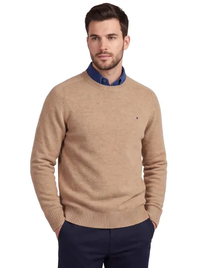 Tommy Hilfiger Tommy Hilfiger trui camel van lamswol