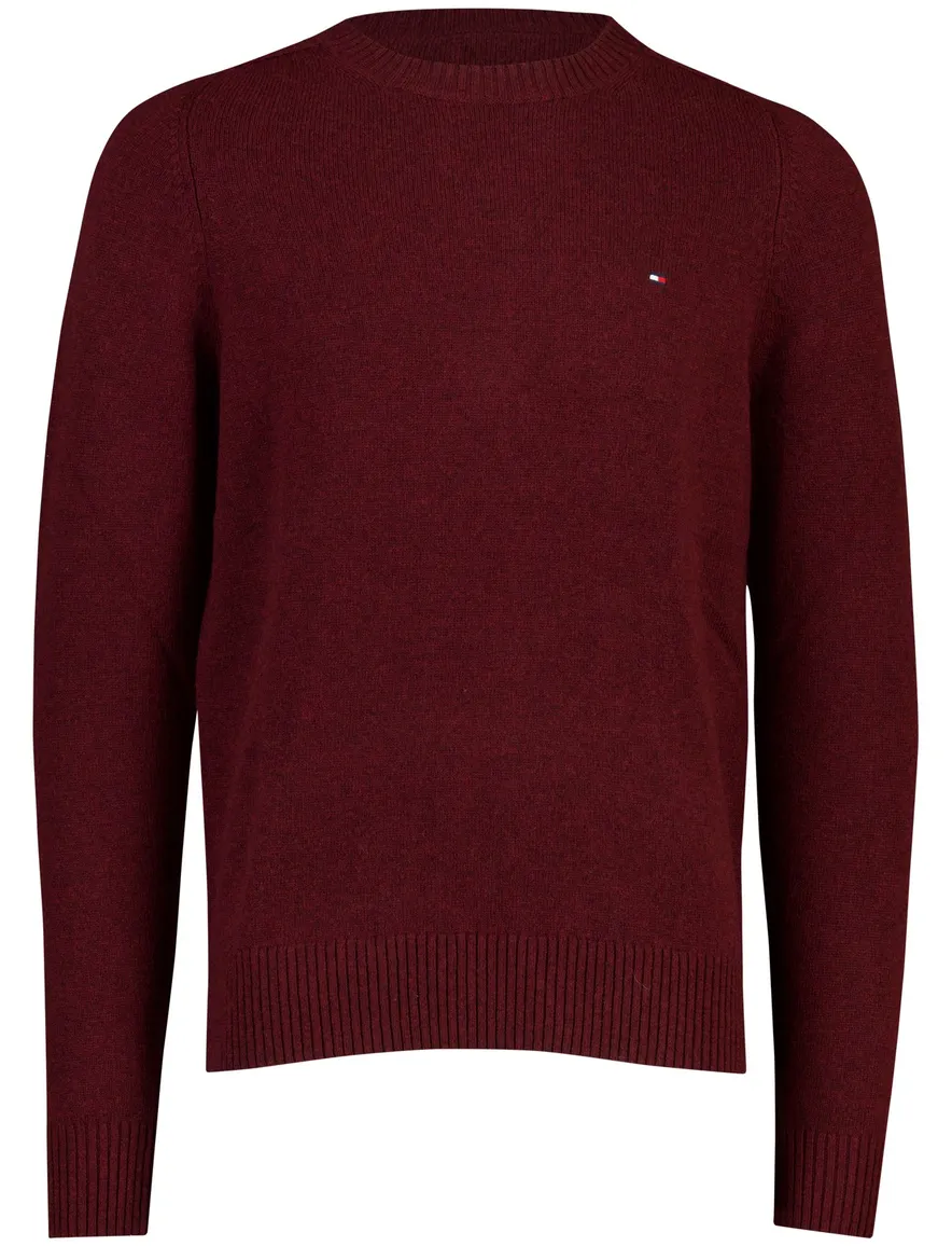 Tommy Hilfiger trui ronde hals bordeaux lamswol