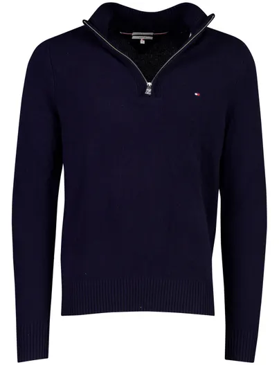 Tommy Hilfiger Tommy Hilfiger half zip trui donkerblauw lamswol