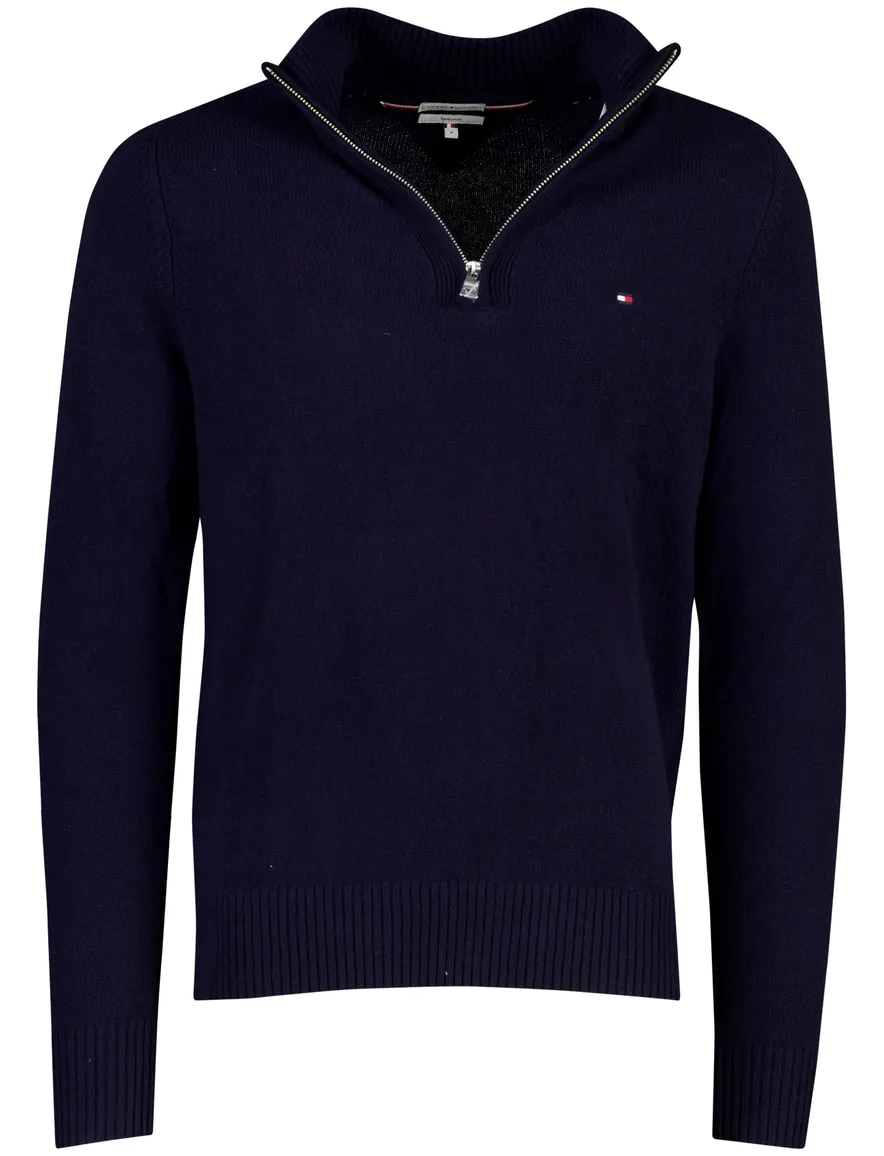 Tommy Hilfiger half zip trui donkerblauw lamswol