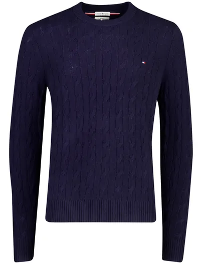 Tommy Hilfiger Tommy Hilfiger trui ronde hals donkerblauw lamswol