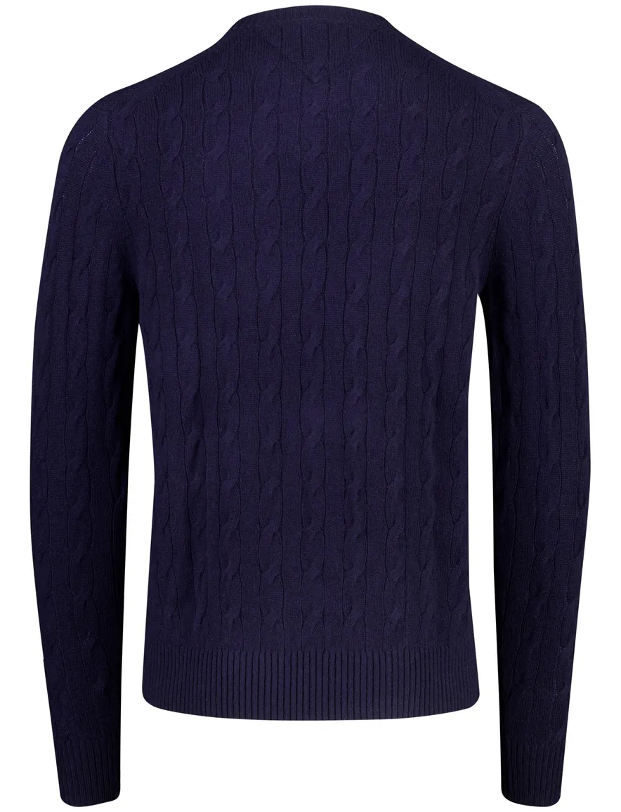 Tommy Hilfiger trui ronde hals donkerblauw lamswol