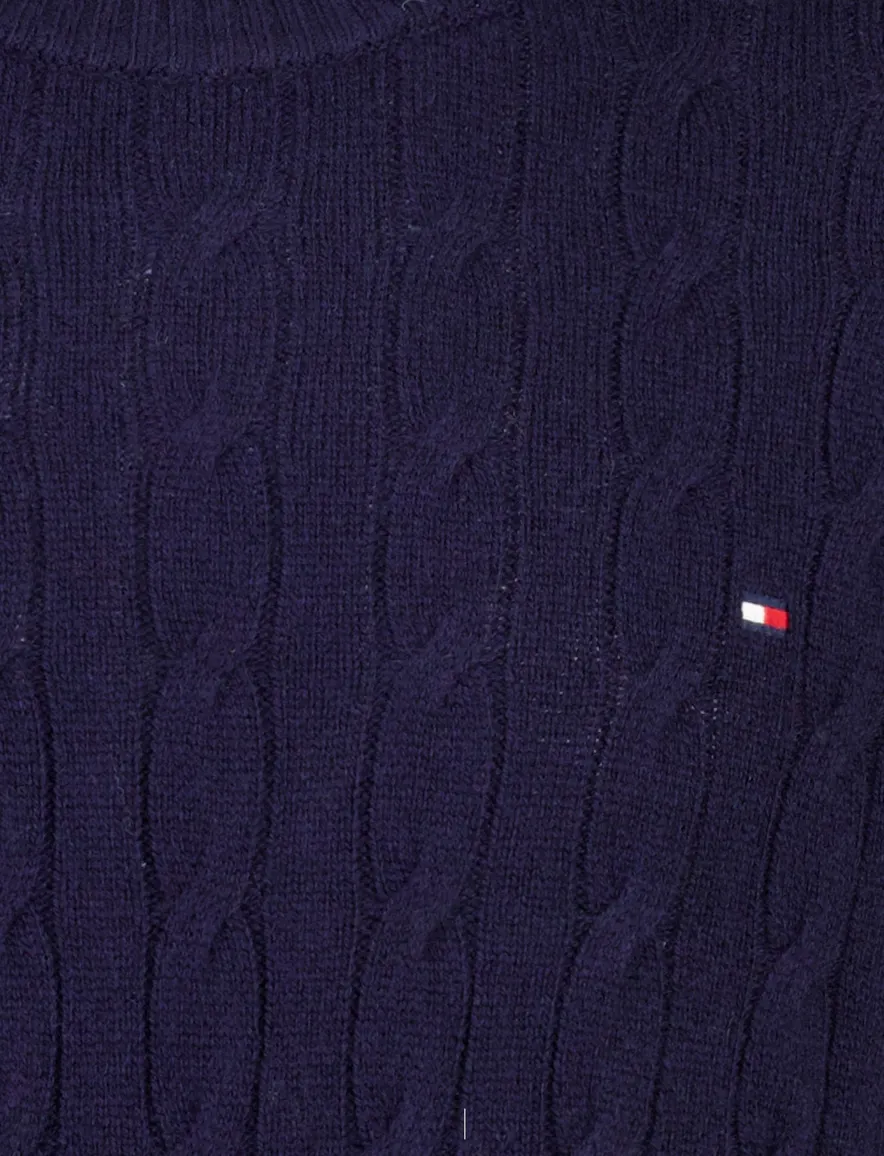 Tommy Hilfiger trui ronde hals donkerblauw lamswol