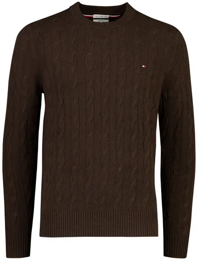 Tommy Hilfiger Tommy Hilfiger trui bruin gebreid ronde hals