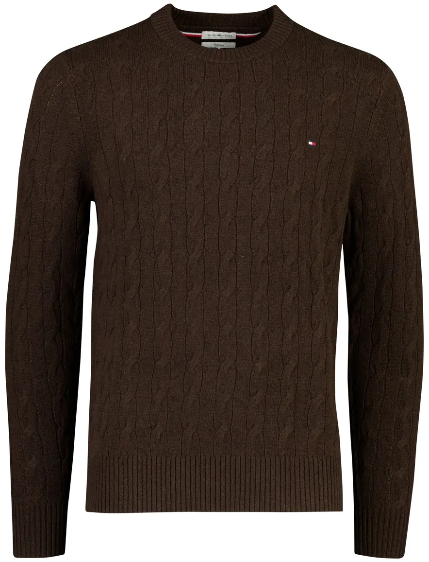 Tommy Hilfiger trui bruin gebreid ronde hals