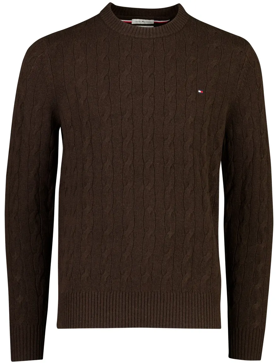 Tommy Hilfiger trui bruin gebreid ronde hals