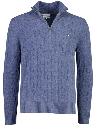 Tommy Hilfiger Trui Tommy Hilfiger blauw half zip gebreid