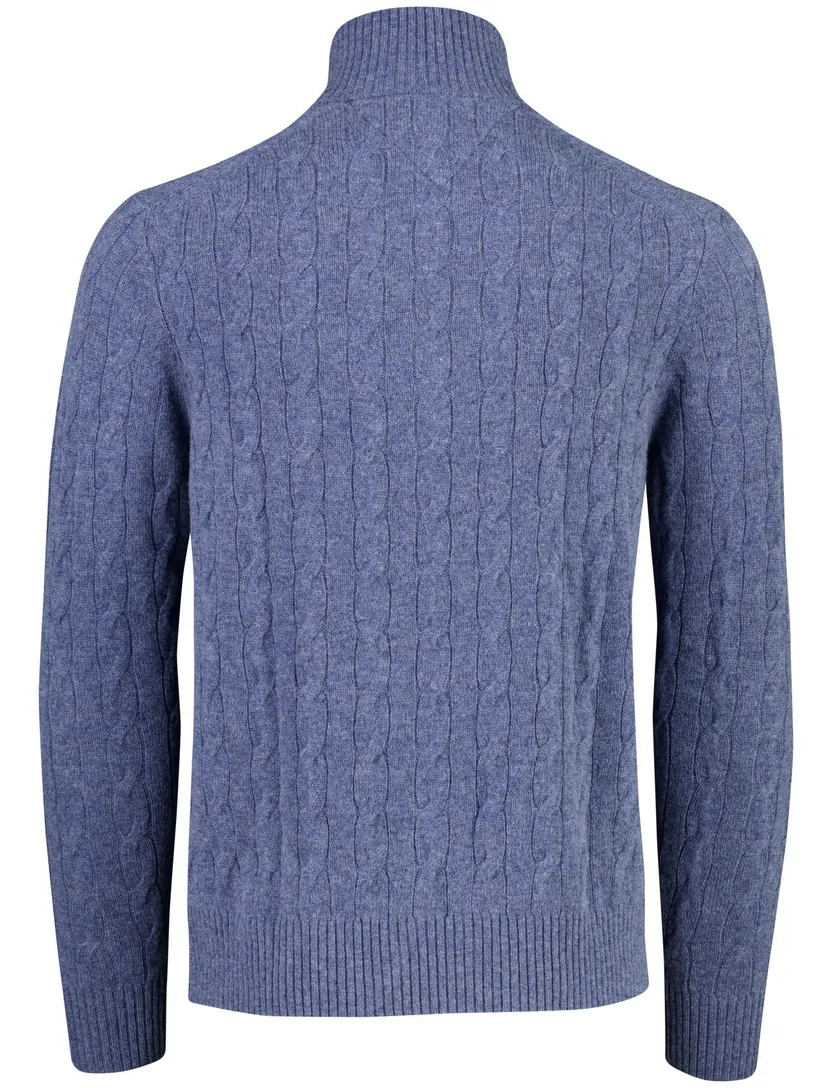 Trui Tommy Hilfiger blauw half zip gebreid