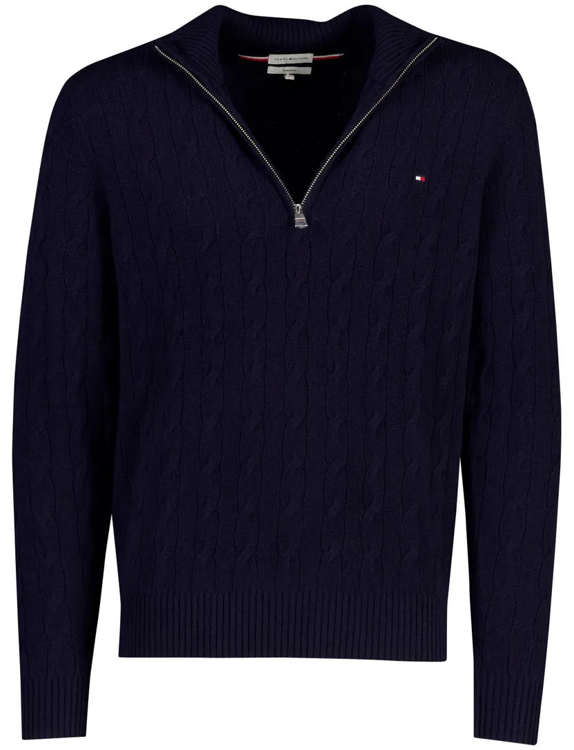 Half zip trui Tommy Hilfiger donkerblauw lamswol
