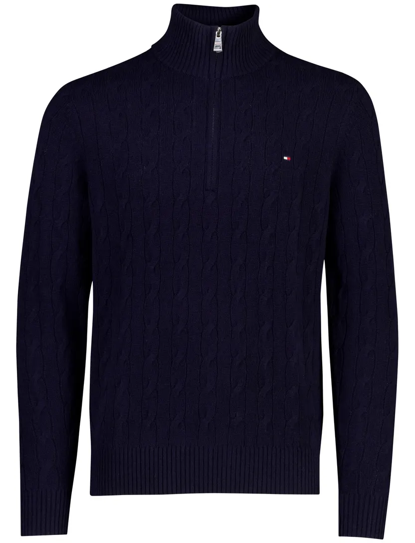 Half zip trui Tommy Hilfiger donkerblauw lamswol