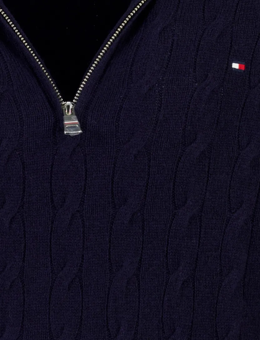 Half zip trui Tommy Hilfiger donkerblauw lamswol