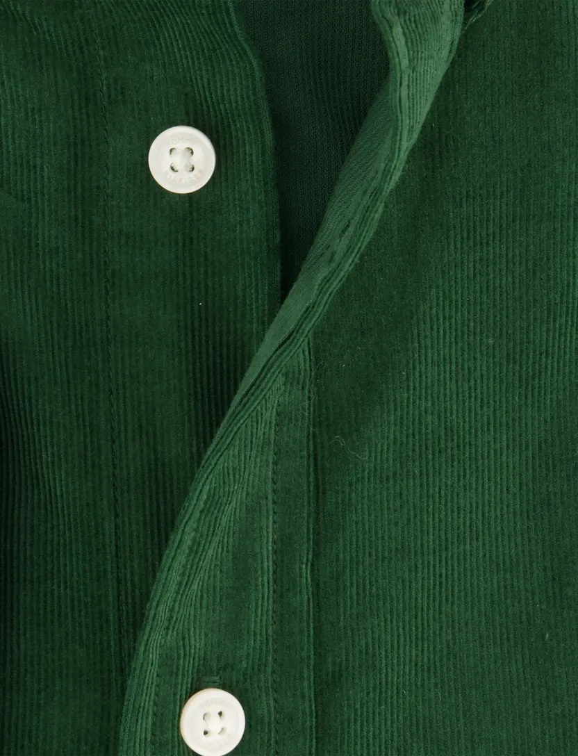 Overhemd Tommy Hilfiger donkergroen corduroy