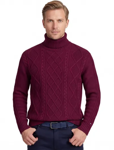 Tommy Hilfiger Tommy Hilfiger coltrui bordeaux wol gebreid