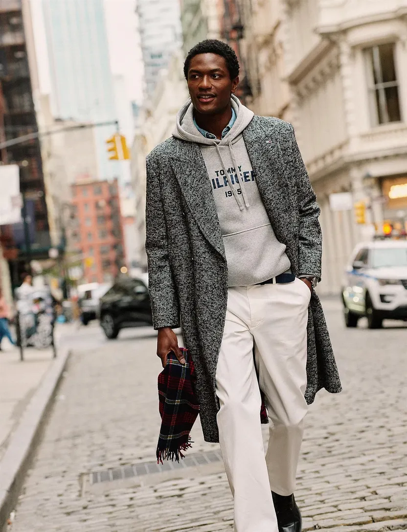 Overjas Tommy Hilfiger zwart gemeleerd