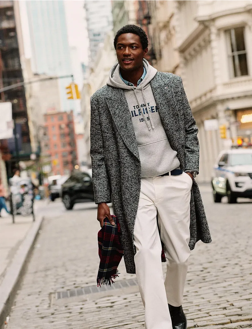 Tommy Hilfiger overjas zwart gemeleerd