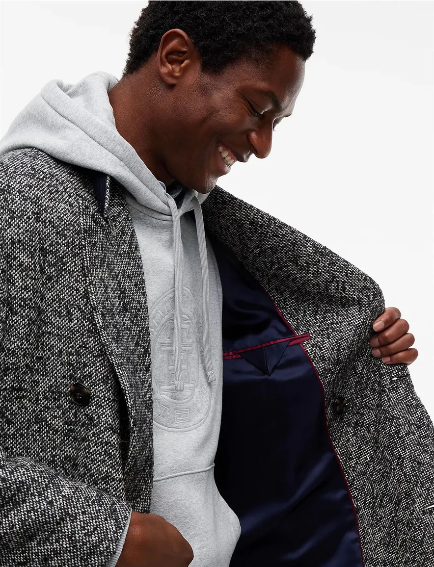 Tommy Hilfiger overjas zwart gemeleerd