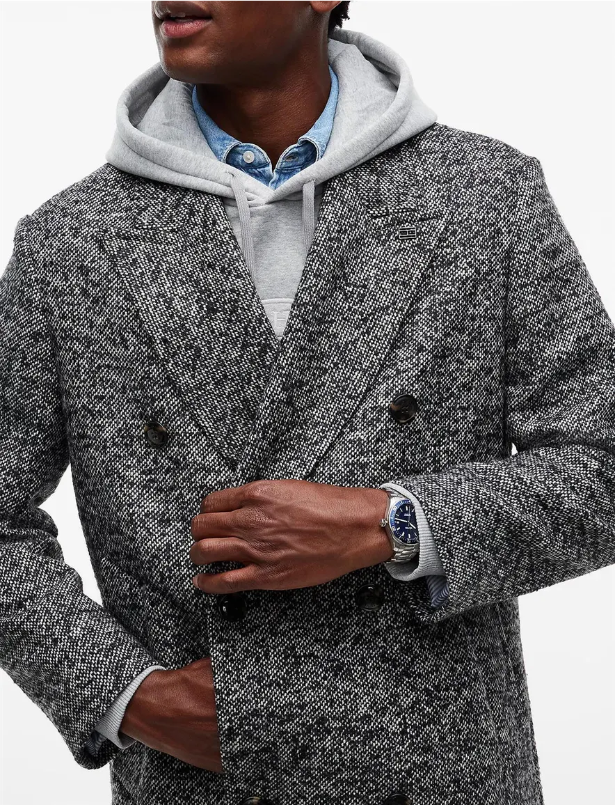 Tommy Hilfiger overjas zwart gemeleerd