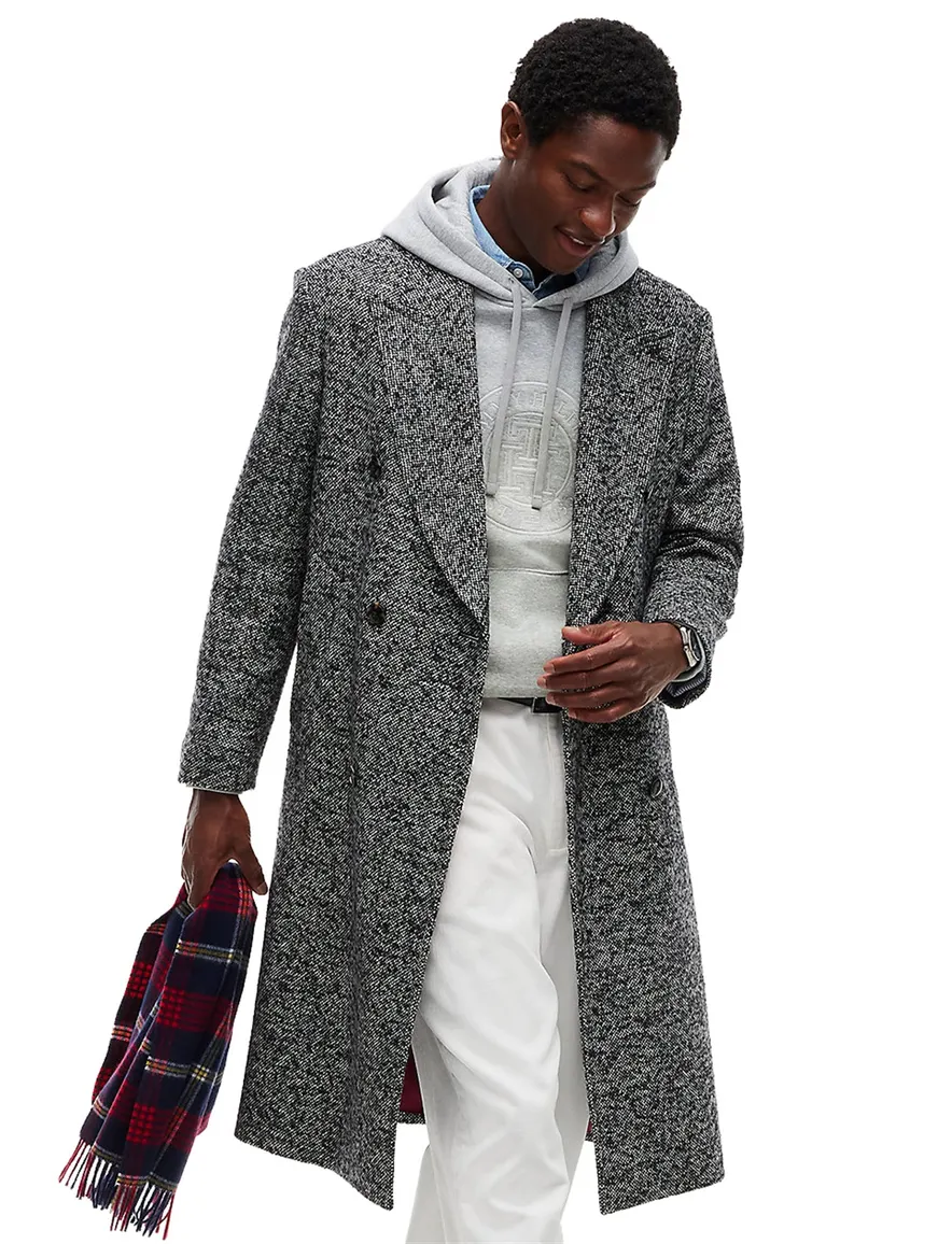 Tommy Hilfiger overjas zwart gemeleerd