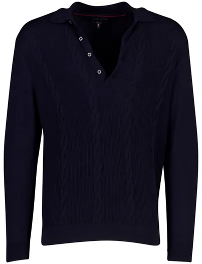 Tommy Hilfiger Tommy Hilfiger half zip trui donkerblauw gebreid