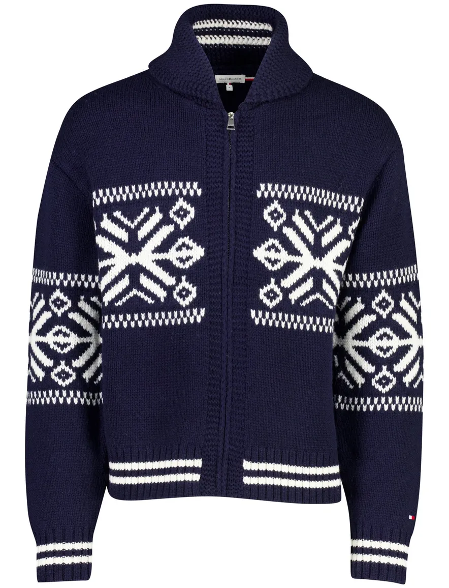 Tommy Hilfiger vest outdoor navy geprint lamswol