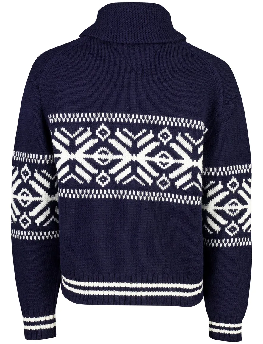 Tommy Hilfiger vest outdoor navy geprint lamswol