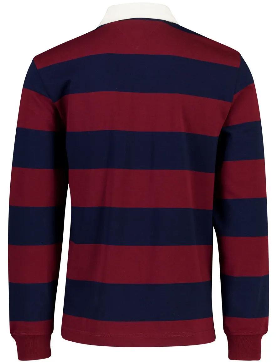 Tommy Hilfiger trui bordeaux gestreept met rugbykraag