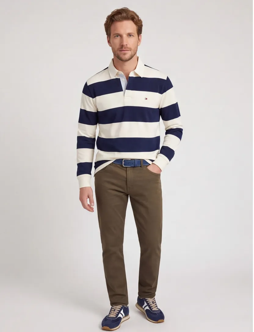 Trui Tommy Hilfiger donkerblauw rugby kraag