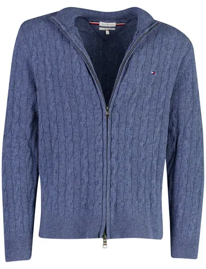 Tommy Hilfiger Tommy Hilfiger vest blauw kabelstructuur