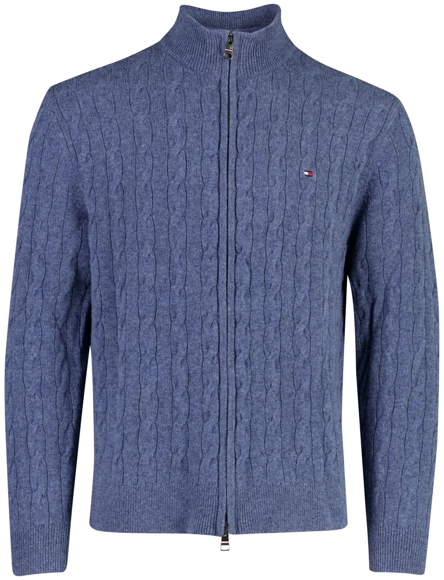 Tommy Hilfiger vest blauw kabelstructuur