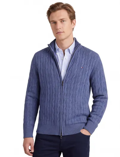 Tommy Hilfiger Tommy Hilfiger vest blauw kabelstructuur