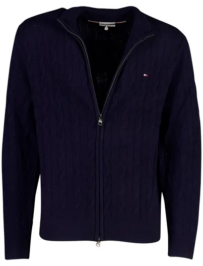 Tommy Hilfiger Tommy Hilfiger vest donkerblauw kabelstructuur