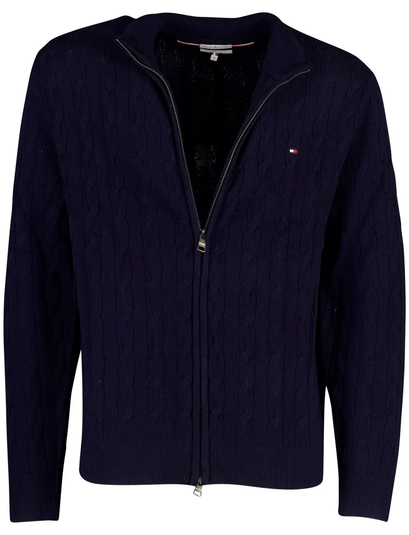 Vest Tommy Hilfiger donkerblauw lamswol Kabelstructuur