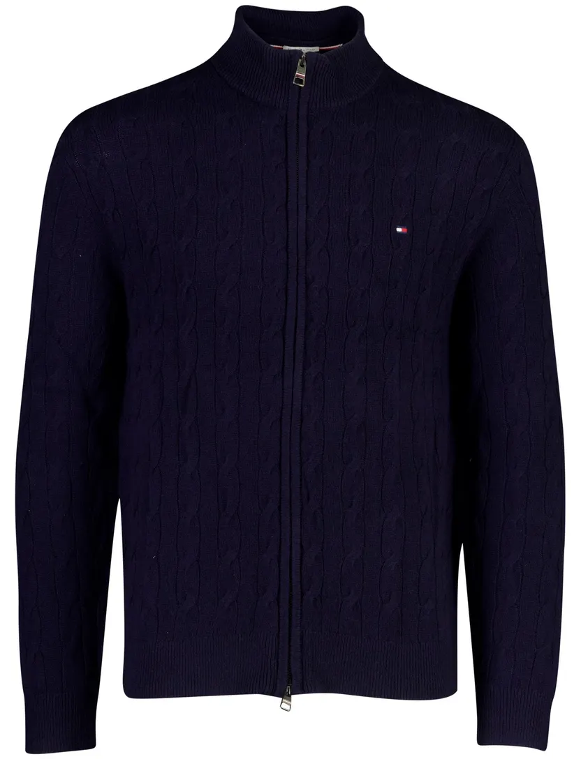Vest Tommy Hilfiger donkerblauw lamswol Kabelstructuur