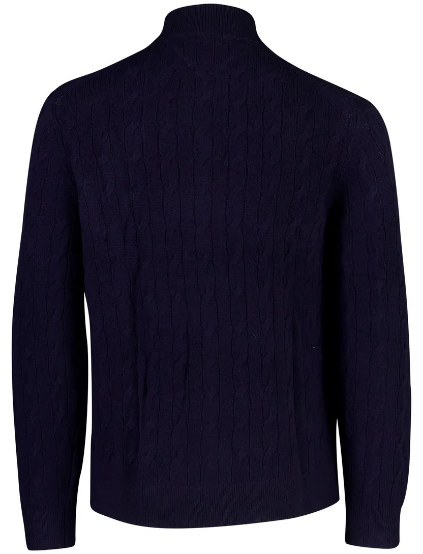 Vest Tommy Hilfiger donkerblauw lamswol Kabelstructuur